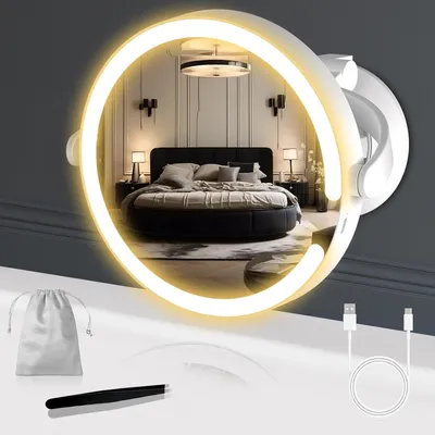 Productafbeelding van Verstelbare Make-upspiegel met Verlichting en 20-voudige vergroting - Dimbare Cosmeticaspiegel met Sterke Zuignap