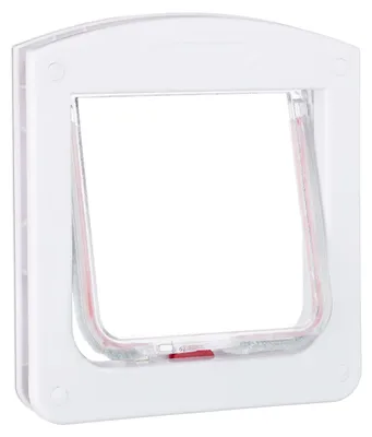 Productafbeelding van Relaxdays huisdierenluik, 4-weg, afmetingen (h x b): 22 x 20 cm, met magneet, afsluitbaar, kattenluik, geschikt voor katten en kleine honden, wit