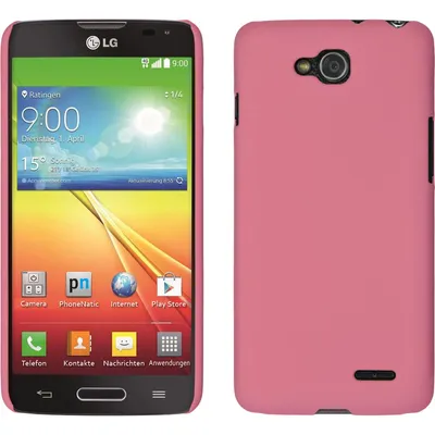 Produktbild von PhoneNatic Case kompatibel mit LG L90 - Hülle rosa gummiert Hard-case + 2 Schutzfolien