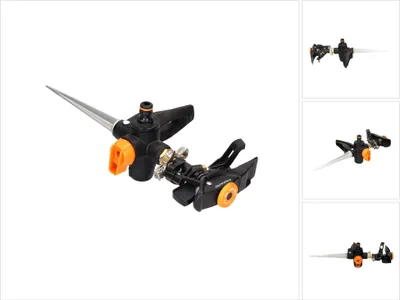 Produktbild von Fiskars Pulsierender Sprinkler mit Erdspieß, On/Off, Impuls-Wassersprenger, 500 m², Schwarz, Orange