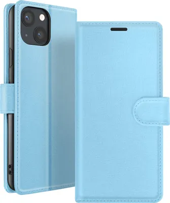 Produktbild von Zanaé, Klappetui iPhone 13 mit Magnetverschluss und Kartenfächern, Hellblau