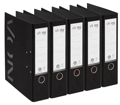 Produktbild von VON Leitz 5er Pack Ordner A4, 100 % Recyclingkarton, 80 mm Rückenbreite, Für 600