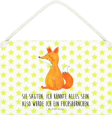 Produktbild von Mr. & Mrs. Panda Schild Einhorn Fuchs DIN A4 - Weiß - Geschenk, Fuchshörnchen, wandtafel, holzbild, Türschild, Unicorn, Holzschild, Füchse, Unicorns, Einhörner, Dekobrett