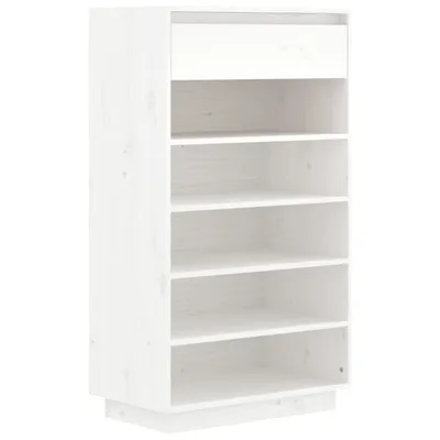 Zdjęcie produktu dla vidaXL Stojak na buty biały 60x34x105 cm lite drewno sosnowe