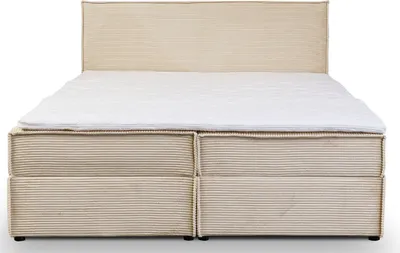 Produktbild von VENASI Boxspringbett 180x200 mit Bettkasten, Gloria Doppelbett Beige Cordstoff