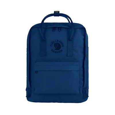 A blue Fjällräven backpack is shown against a white background.