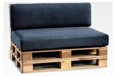 Produktbild von Palettenkissen, Gartensofakissen, Sitzkissen, Rückenlehne gefüllt mit Poulirette-Schaum, viele Farben und Größen (Set (Sitzkissen 120x80 + Rückenlehne 120x40), Dunkelblau)