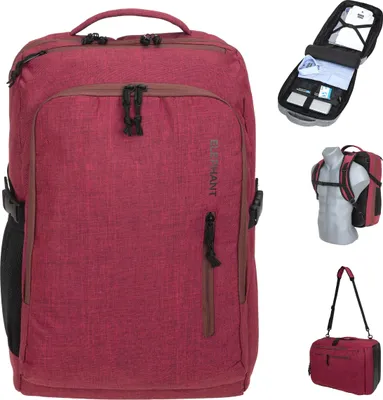 Produktbild von Handgepäck Rucksack Gepäck Reise Elephant FLY Legends² Kabinengepäck Koffer-Rucksack Laptopfach 2 Hauptfächer Anti-Theft Schultergurt Weekender Sauna 45 Liter IATA 12900 Rot