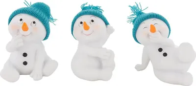 Produktbild von 3 Stück Schneemann Figuren türkis sitzend 11,5cm Weihnachten Dekofiguren Winter