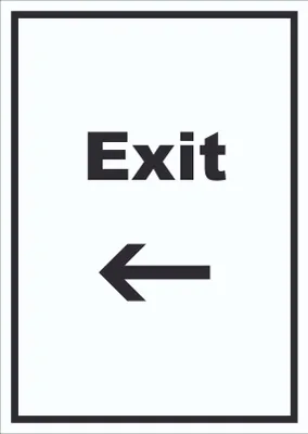 Produktbild von Exit Schild mit Text und Richtungspfeil links Ausgang hochkant A1 (594x841mm)