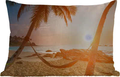 Produktbild von MuchoWow® Outdoor Kissen - Sommer - Sonnenuntergang - Hängematte - 50x30 cm - Wetterfest - Lounge Kissen - Sofa kissen - Wohnzimmer Dekoration