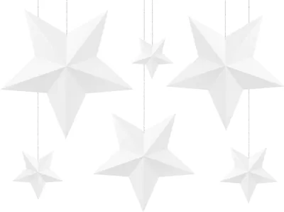 Immagine prodotto di Stelle appese 12 - 37cm decorazione di carta set di 6 bianco