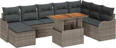 Produktbild von vidaXL Garten-Sofa-Set mit Speicher 9 pcs Grau Poly Rattan