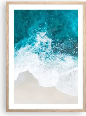 Produktbild von Gerahmtes Poster - Rahmen in heller Eiche - Luftaufnahmen Strand Welle - 50x70 cm - Wand Bild - Wanddeko - Wandbilder - Kunstposter - Wandposter - Bilderrahmen - Bilder - Kunstdruck - P2NPA50x70-4686