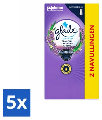 Image de 5 recharges Glade Touch & Fresh – Lavande et aloe apaisants – 10 ml – Pack économique – 5 pièces