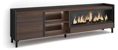 Produktbild von TV-Möbel Holzeffekt eiche schwarz 212x35x61cm Kamin mit Feuereffekt
