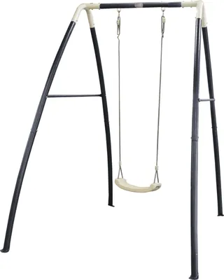 Image de AXI AXI Balançoire individuelle en métal en anthracite/crème - Balançoire indépendante avec siège de balançoire en plastique - Set de balançoire pour enfants