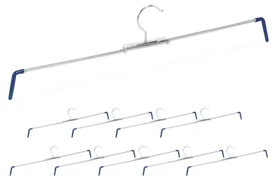 Hosenbügel 10er-Set, Antirutsch, Breite 30-50 cm, silber/dunkelblau
