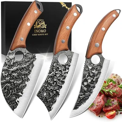 Imagen del producto de Conjunto de cuchillos para chef, juego de cuchillos de cocina profesionales, cuchillos de acero inoxidable afilados para uso general, cuchillo japonés, mango ergonómico, color , juego de 3 piezas