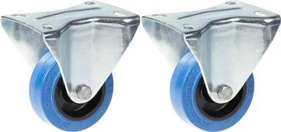 Produktbild von 80mm 3" Lenkrollen aus blauem Gummi, feststehend, 280kg Kapazität, 2er Set
