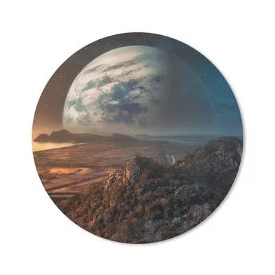 Produktbild von MuchoWow® Mauspad Mousepad Planeten - Berge - Sterne 50x50 cm - Mousepads - Maus Mat - Pad - Mausunterlage - Vinyl