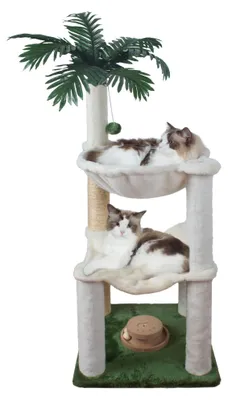 Imagen del producto de Árbol para gatos pequeño con dos hamacas y juguetes, 100 cm