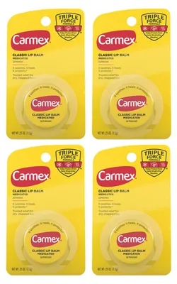 Obrázok produktu pre CARMEX – Balzam na pery – Výhodné balenie 4 ks – V kelímku – Classic Medicated – Regeneračný
