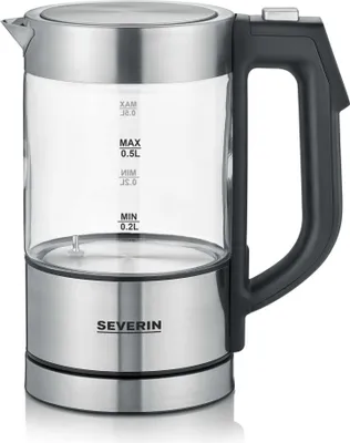 Produktbild von SEVERIN Mini-Glas-Wasserkocher WK 3458 Edelstahl / schwarz