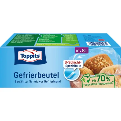 Produktbild von TOPPITS Gefrierbeutel 10 x 8 Liter 340 x 500 mm 10 Beutel