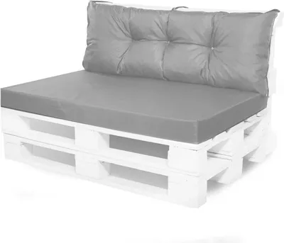 Produktbild von Palettenkissen set 120x50+Rückenkissen 120x50cm| Sitzkissen outdoor| Europaletten kissen| Palettenkissen auflagen Grau| Gartenkissen