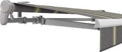 Produktbild von SOLUNA Gelenkarmmarkise Trend 5,5x3,5 Stoff Dessin D417 Gestell E6EV1 silber eloxiert Antrieb links inkl. Motor, Wandsch