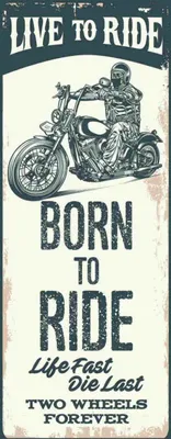 Produktbild von vianmo Holzschild 27x10 cm Biker Motorrad born to ride Sport Hobby
