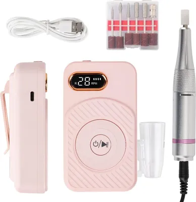 Zdjęcie produktu dla Frezarka do paznokci 50W do manicure pedicure różowa 110 45 000 obrotów
