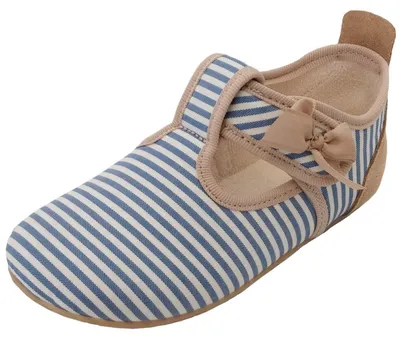 Produktbild von Living Kitzbühel Susi Streifchen Mädchen Hausschuhe mit T-Spange Blau/Weiß/Beige (Sky Blue), 4704-563