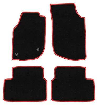 Zdjęcie produktu dla Dywaniki samochodowe welurowe CARLUX-RED do: Volvo 940 / 960 FL (1990-1998, sedan) czarne z czerwonym obszyciem, z mocowaniami