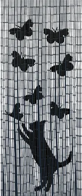 Obrázek produktu pro Bambusový závěs  Kočka a motýli , 90x200 cm