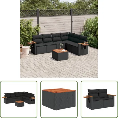Produktbild von The Living Store 7-tlg. Garten-Sofagarnitur mit Kissen Schwarz Poly Rattan