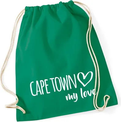 Produktbild von Huuraa Turnbeutel Cape Town my love 12 Liter Kelly Green Baumwolle Rucksack Geschenkidee