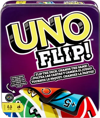 Produktbild von Mattel Games UNO FLIP! Kartenspiel in Aufbewahrungsdose, ab 7 Jahren, 2-10 Spieler