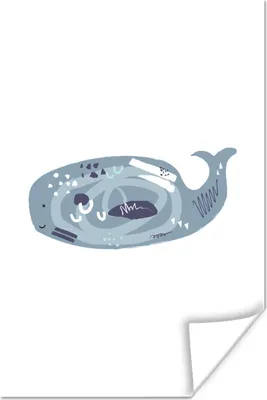 Produktbild von MuchoWow® Poster Wal - Pastell - Grau 120x180 cm - Kunstposter