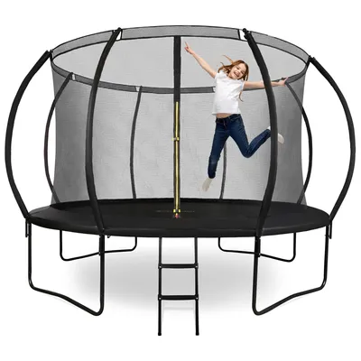 Produktbild von Großes Gartentrampolin 366 cm mit Leiter und Sicherheitsnetz für Kinder
