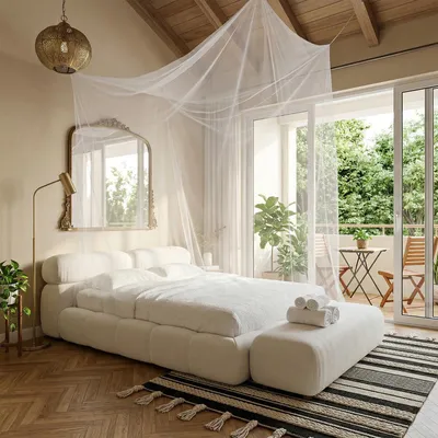 Produktbild von SEKEY Moskitonetz Bett für Doppelbett und Einzelbett – 220x100x200 cm Großes Mückennetz für Reise und Zuhause, Feinmaschiges Fliegennetz mit Klebehake