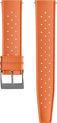 Obrázek produktu pro Gumový řemínek k hodinkám CHROONOO Tropical Style - oranžový, 24 mm, broušená stříbrná