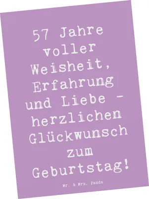 Produktbild von Mr. & Mrs. Panda Postkarte Spruch 57. Geburtstag - Lavendeltraum - Geschenk, Postkarten, Erlebnisse, Alter, Ansichtskarten, Geburtstagsgeschenk, Geschenkideen, Grußkarte