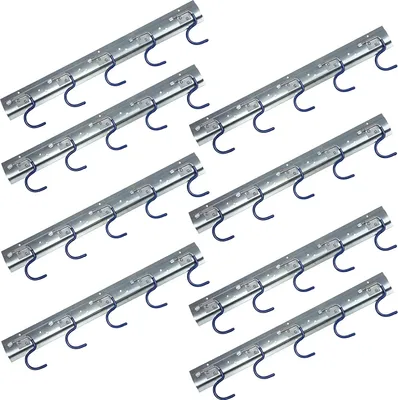 Produktbild von ONVAYA Geräteleiste 50 cm Stahl | 8x Gerätehalter | Wandhalterung | Ordnungsleiste | Aufbewahrung | Werkzeughalter | S Haken