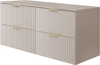 Produktbild von Waschtischunterschrank, Kaschmir, 120 (2 x 60) x 57 x 46 cm, goldener Griff+ Arbeitsplatte