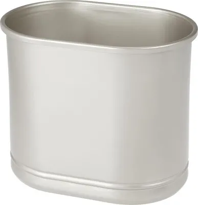 Produktbild von mDesign Mülleimer Abfalleimer Papierkorb 9.5L Metall Mattsilber Oval