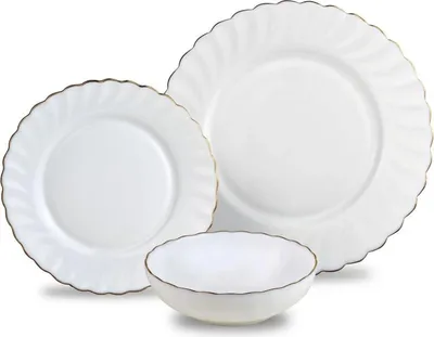 Obrázek produktu pro Jídelní souprava Kinghoff KH 1921, 18 kusů, pro 6 osob, opálové sklo, bílá/zlatá
