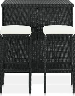 Produktbild von vidaXL 3-tlg. Bar Set Poly Rattan Schwarz