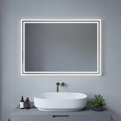 Produktbild von LED Badspiegel 100x70cm Badezimmerspiegel mit Beleuchtung Wandspiegel mit Touch-Schalter Kaltweiß 6400K Warmweiß 3000K Spiegelheizung Dimm- und Memory-Funktion Energiesparend IP44